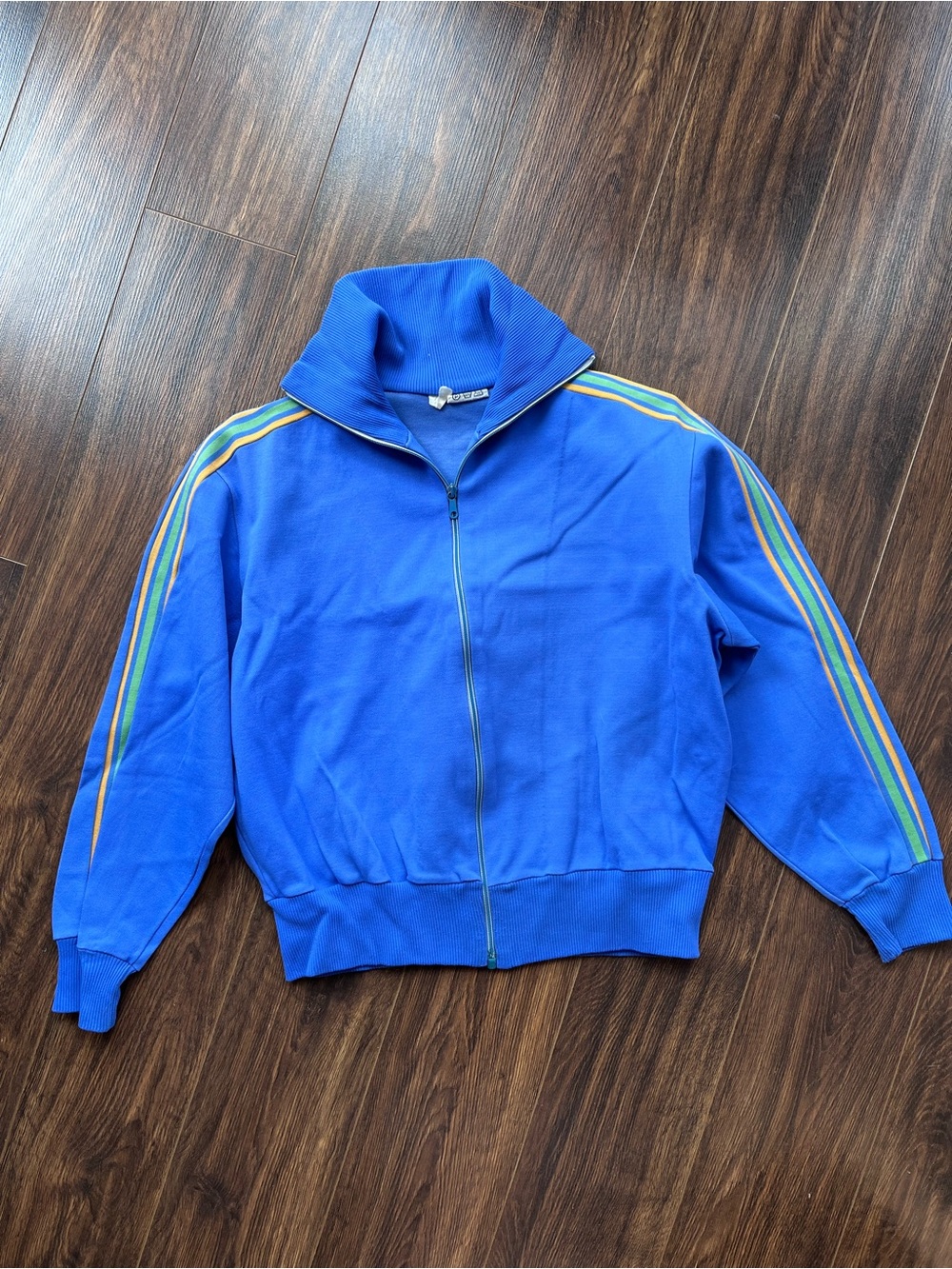 Vintage adidas Bright Blue Ribbed Collar Zip Track Jacket